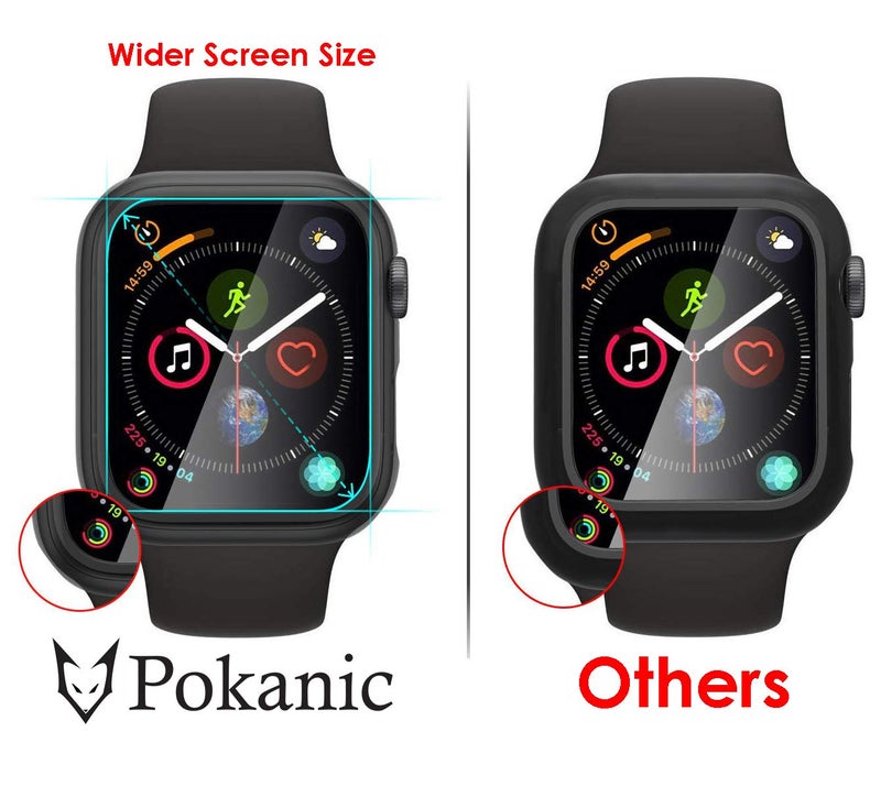 Pokanic [2 Pack Compatible with Apple Watch SE 6 5 4 Series iWatch 9H Tempered Glass Case Full Body Screen Protector Cover Wireless Charge Light Weight Scratch Resistant Proof (Yellow, 40mm) - Image 5